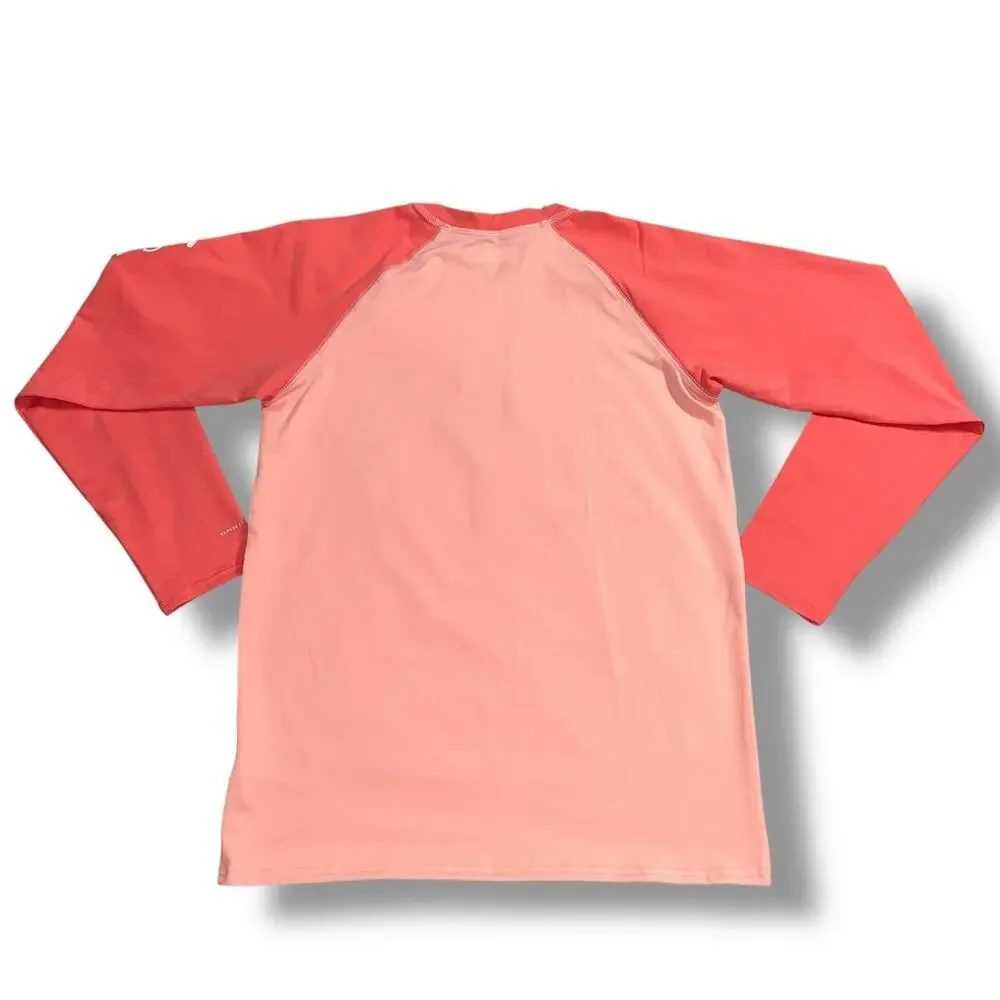Columbia Girls U Vista Brook Printed Long Sleeve Swim Shirt Rash Guard Pink Larg